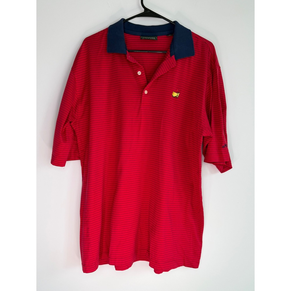 Masters Collection Golf Polo Mens XL Red Striped Vintage Short Sleeve Hong Kong